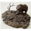 Image 1 : Original bronze sculpture of bear claiming  fallen elk, #1 of only 24 by Doug Van Howd,  California’