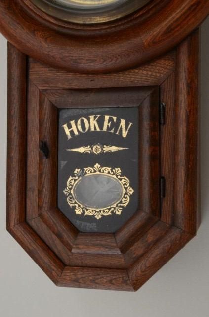 Hoken wall clock with Japanese inscriptions, good condition. Pendulum ...