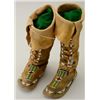 Image 1 : Beaded high top Plains Indian moccasins,  sinew sewn, brass buttons, probably Sioux,  man’s size, 10