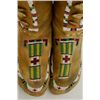 Image 2 : Beaded high top Plains Indian moccasins,  sinew sewn, brass buttons, probably Sioux,  man’s size, 10