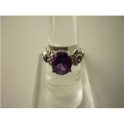 21.75 CTW AMETHYST RING .925 STERLING SILVER