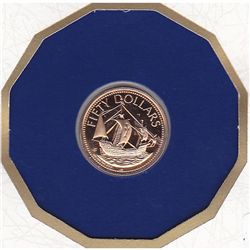 Bahamas $50 Gold PF 1985, Santa Maria