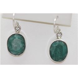 21.82 CTW EMERALD EARINGS .925 STERLING SILVER