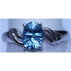 14.15 CTW BLUE TOPAZ RING .925 STERLING SILVER