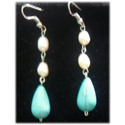 CHANDELIER 2-PC WHITE PEARL AND BLUE TURQUOISE