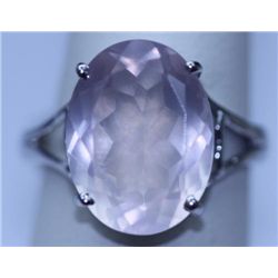 25.50 CTW ROSE QUARTZ RING .925 STERLING SILVER