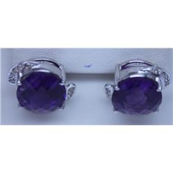 43.35 CTW AMETHYST AND DIAMOND EARRING .925 STERLING SI