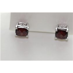 18.55 CTW GARNET EARINGS .925 STERLING SILVER