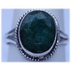 27.05 CTW EMERALD  RING .925 STERLING SILVER