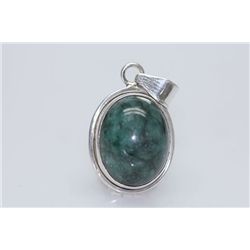 35.21 CTW EMERALD CABUSHION PENDANT .925 STERLING SILVE