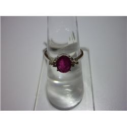 15.00 CTW RUBY & DIAMOND RING .925 STERLING SILVER