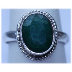 23.25 CTW EMERALD  RING .925 STERLING SILVER