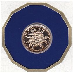 Bahamas $50 Gold PF 1984, Allamanda Flower