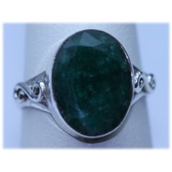 24.20 CTW EMERALD  RING .925 STERLING SILVER