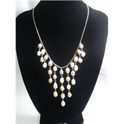 150CTW TRICOLOR PEARL CHANDELIER NECKLACE; AUTHENTIC PH