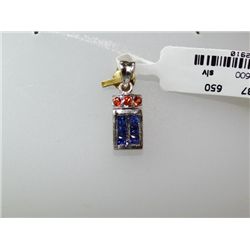 8.00 CTW SAPPHIRE AND ORANGE SAPPHIRE PENDANT .925 STER