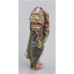 A tall painted wood netsuke of Ryujin.