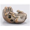 Image 5 : A wood netsuke of a recumbent goat.