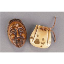 A group of two ivory netsuke.
