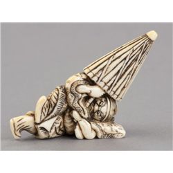 An Ivory netsuke of a samurai.