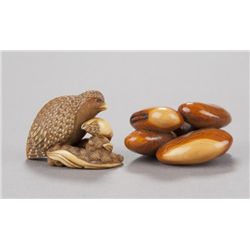 A group of two ivory netsuke.