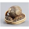 Image 2 : An ivory netsuke of a quail perched on millet seed