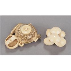 A group of two ivory netsuke