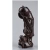Image 2 : A tall wood netsuke of an octopus and monkey.