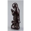 Image 3 : A tall wood netsuke of an octopus and monkey.