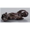 Image 6 : A tall wood netsuke of an octopus and monkey.