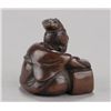 Image 2 : A wood netsuke of Emma-O reading book.