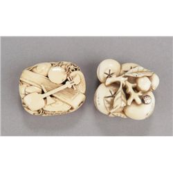 A group of two  ivory netsuke.