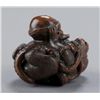 Image 2 : A wood netsuke of an octopus and a monkey.
