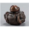 Image 3 : A wood netsuke of an octopus and a monkey.
