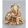 Image 1 : An ivory netsuke of Benten with dragon