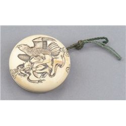 A ivory manju of Fujin (Futen).