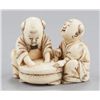 Image 2 : A group of two ivory netsuke of karako.