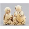 Image 4 : A group of two ivory netsuke of karako.