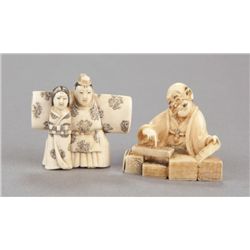 Group of two ivory netsuke.