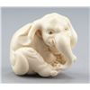 Image 1 : An ivory netsuke of an elephant.