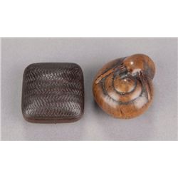 A group of two wood netsuke.