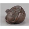 Image 3 : A fine wood netsuke of a reclining boar.