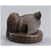 Image 2 : A wood netsuke of a rooster on drum.