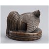 Image 3 : A wood netsuke of a rooster on drum.
