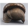 Image 8 : A wood netsuke of a rooster on drum.