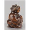 Image 2 : A wood netsuke of a maid.