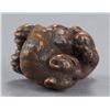 Image 7 : A wood netsuke of a tiger and cub.