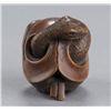 Image 2 : A wood netsuke of a snake and skull.