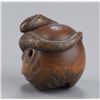 Image 5 : A wood netsuke of a snake and skull.