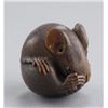 Image 1 : A wood netsuke of a coiled rat.